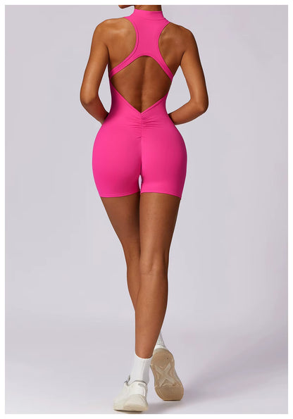 Women’s Sleeveless Jumpsuit, Tight-Fit Sportswear, Naked-Feel Bodysuit, All-in-One Casual Fitness Outfit, Athletic Wear