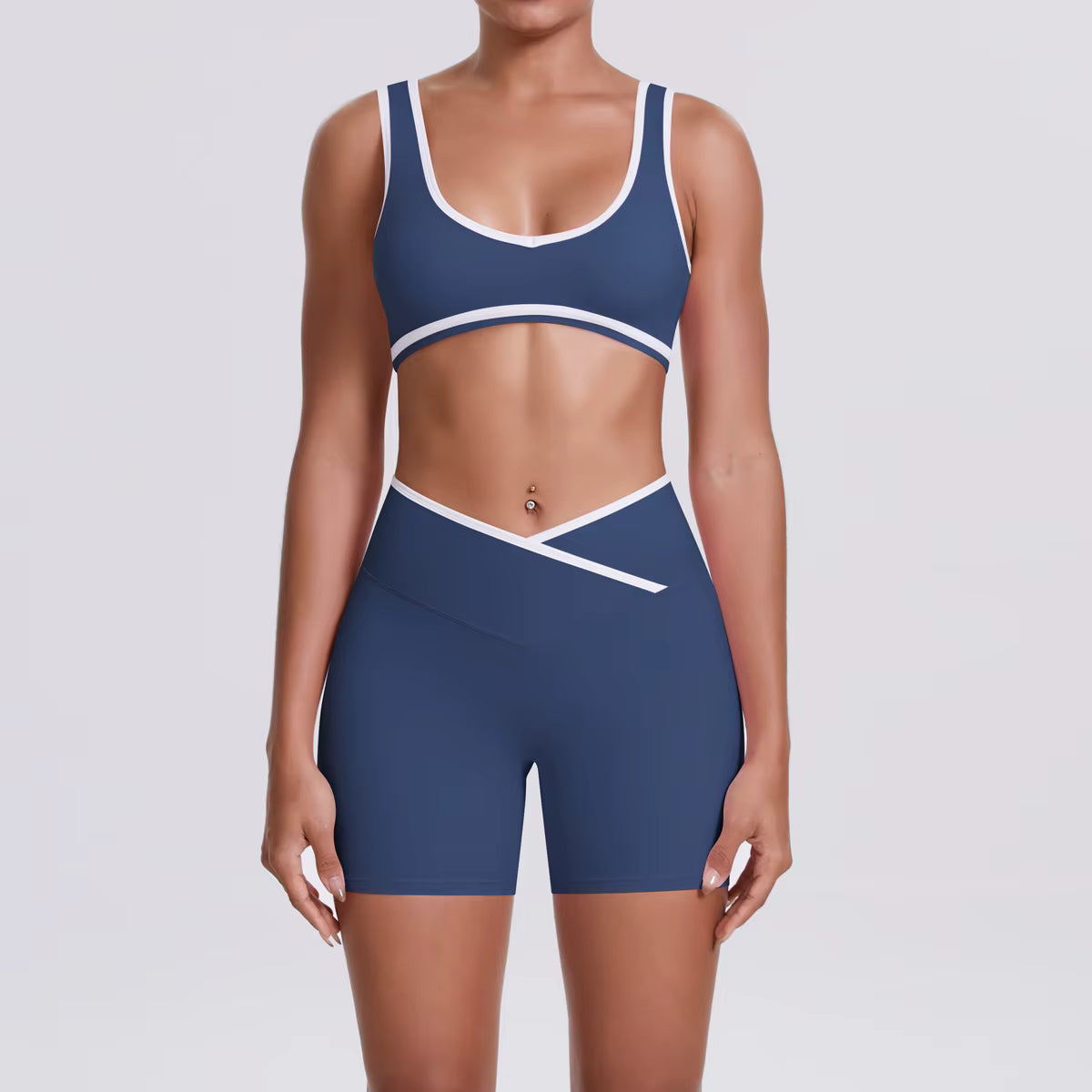 Women’s Two-Piece Gym Workout Set – Sports Bra and Shorts Yoga Set, Quick-Dry Fitness Wear, Athletic Sports Bra Outfit for Women