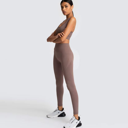Women’s Seamless Yoga Set – Fitness Crop Top & High-Waist Tummy Control Leggings with Built-In Bra, Workout Outfit for Pilates, Gym and Running
