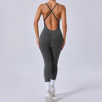 Padded Sports Jumpsuit, Women’s Fitness Gym Bodysuit, Women’s Sports Tracksuit, Athletic Activewear in Grey, Navy Blue, Beige, Coffee and Black