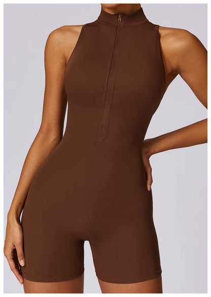 Women’s Sleeveless Jumpsuit, Tight-Fit Sportswear, Naked-Feel Bodysuit, All-in-One Casual Fitness Outfit, Athletic Wear