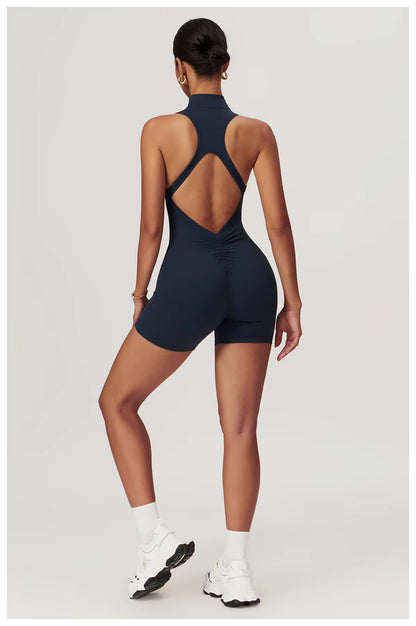 Women’s Sleeveless Jumpsuit, Tight-Fit Sportswear, Naked-Feel Bodysuit, All-in-One Casual Fitness Outfit, Athletic Wear