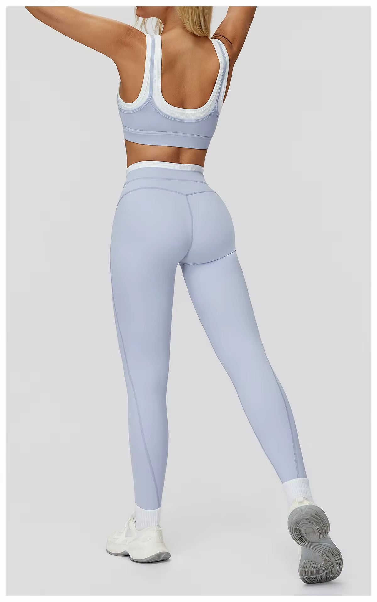 2-Piece Color Block Women’s Yoga Set, High-Waisted Casual Versatile Fitness Outfit, Fashion Sports Bra and Gym Leggings Activewear