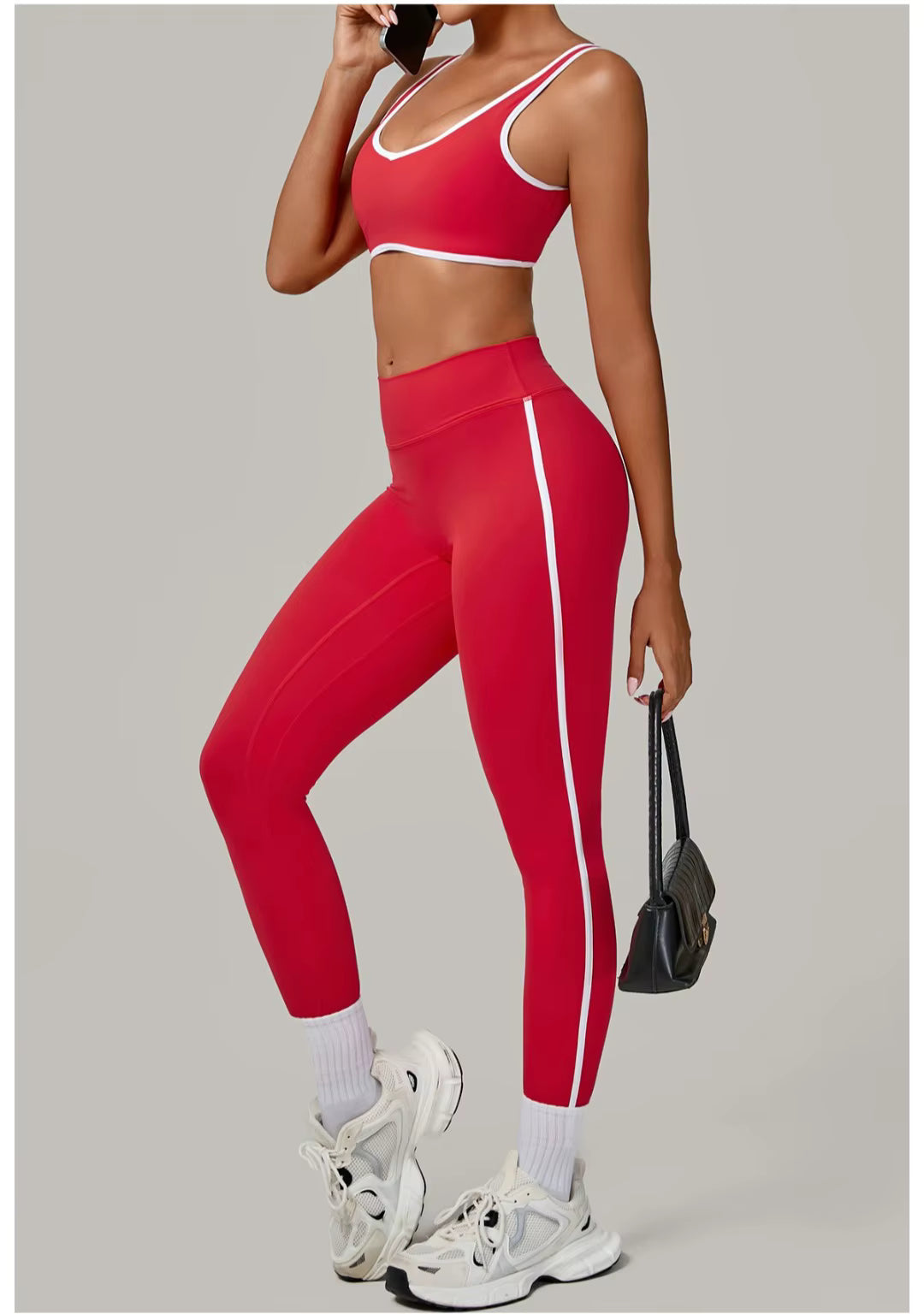 Women’s 2-Piece Yoga Set: Sports Bra with Removable Padding and High-Waisted Leggings for Fitness, Running, and Training