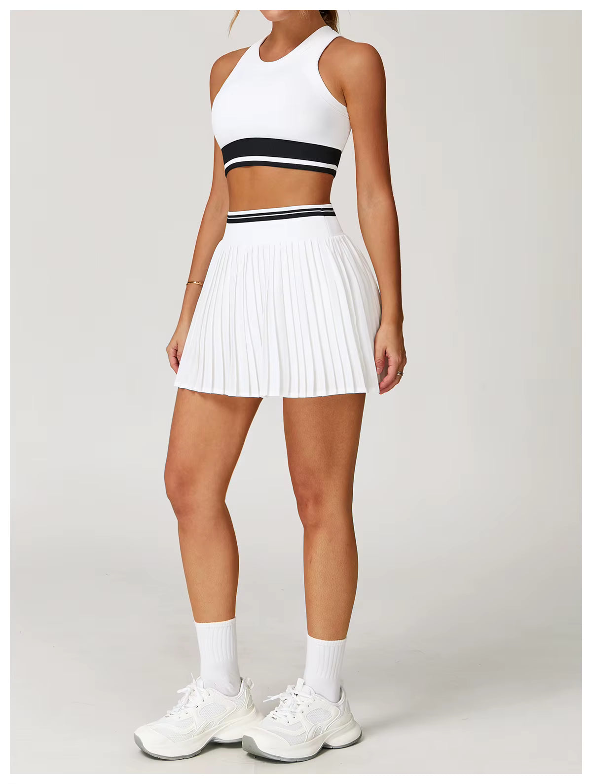 2-Piece Women’s Seamless Yoga Set – High-Waist Fitness Vest and Short Yoga Skirt, Color-Block Gym Workout Outfit