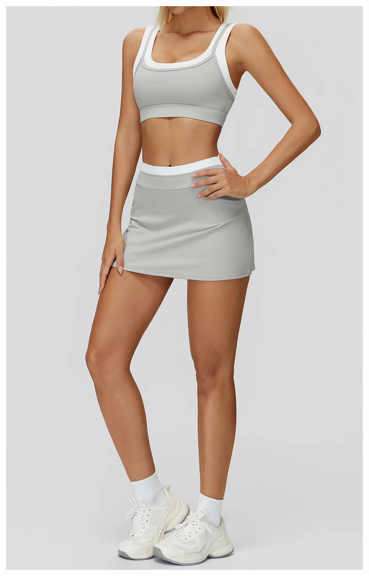 2-Piece Color Block Women’s Yoga Set, High-Waisted Casual Versatile Fitness Outfit, Fashion Sports Bra and Gym Leggings Activewear