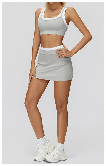 2-Piece Color Block Women’s Yoga Set, High-Waisted Casual Versatile Fitness Outfit, Fashion Sports Bra and Gym Leggings Activewear