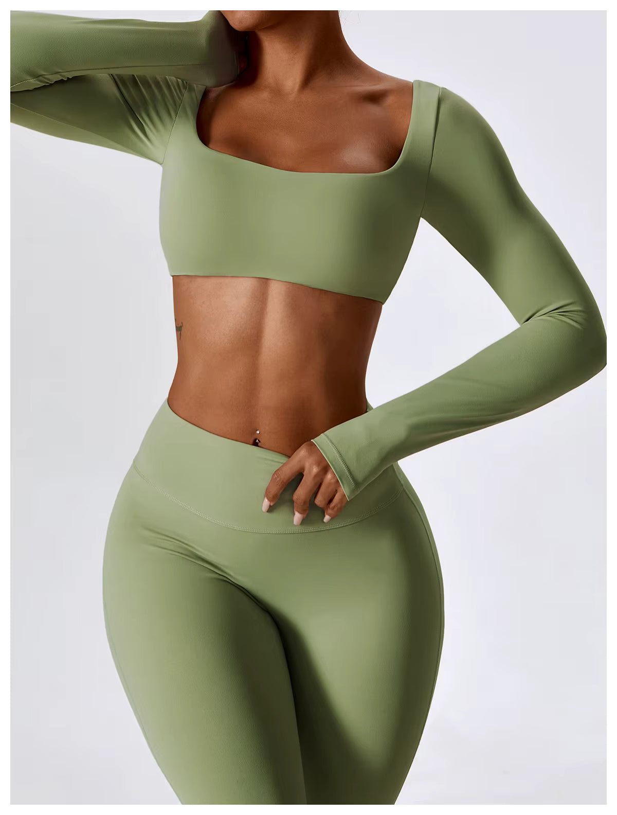 2-Piece Seamless Yoga Set: Women's Sportswear, Athletic Training Clothes, Gym Leggings & Fitness Sports Bra / Long Sleeve Crop Top