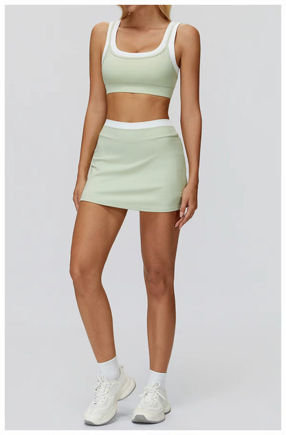 2-Piece Color Block Women’s Yoga Set, High-Waisted Casual Versatile Fitness Outfit, Fashion Sports Bra and Gym Leggings Activewear