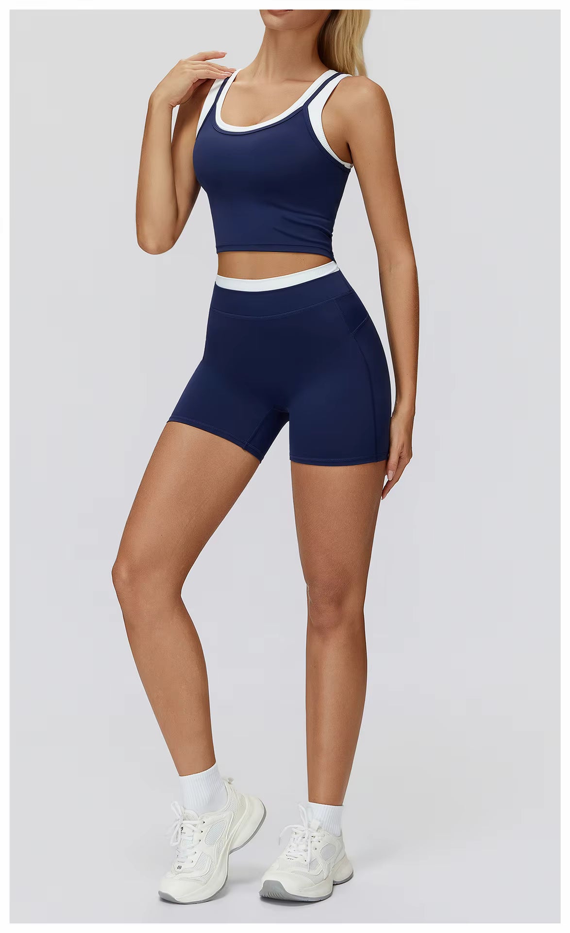 2-Piece Color Block Women’s Yoga Set, High-Waisted Casual Versatile Fitness Outfit, Fashion Sports Bra and Gym Leggings Activewear