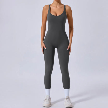 Padded Sports Jumpsuit, Women’s Fitness Gym Bodysuit, Women’s Sports Tracksuit, Athletic Activewear in Grey, Navy Blue, Beige, Coffee and Black