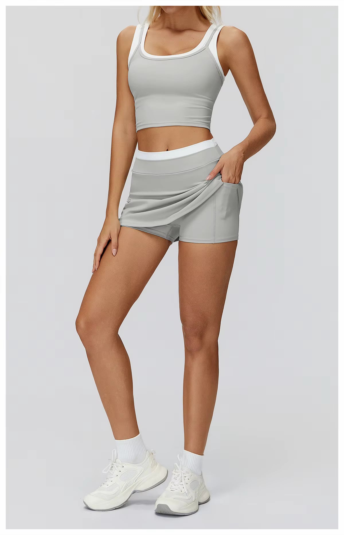 2-Piece Color Block Women’s Yoga Set, High-Waisted Casual Versatile Fitness Outfit, Fashion Sports Bra and Gym Leggings Activewear