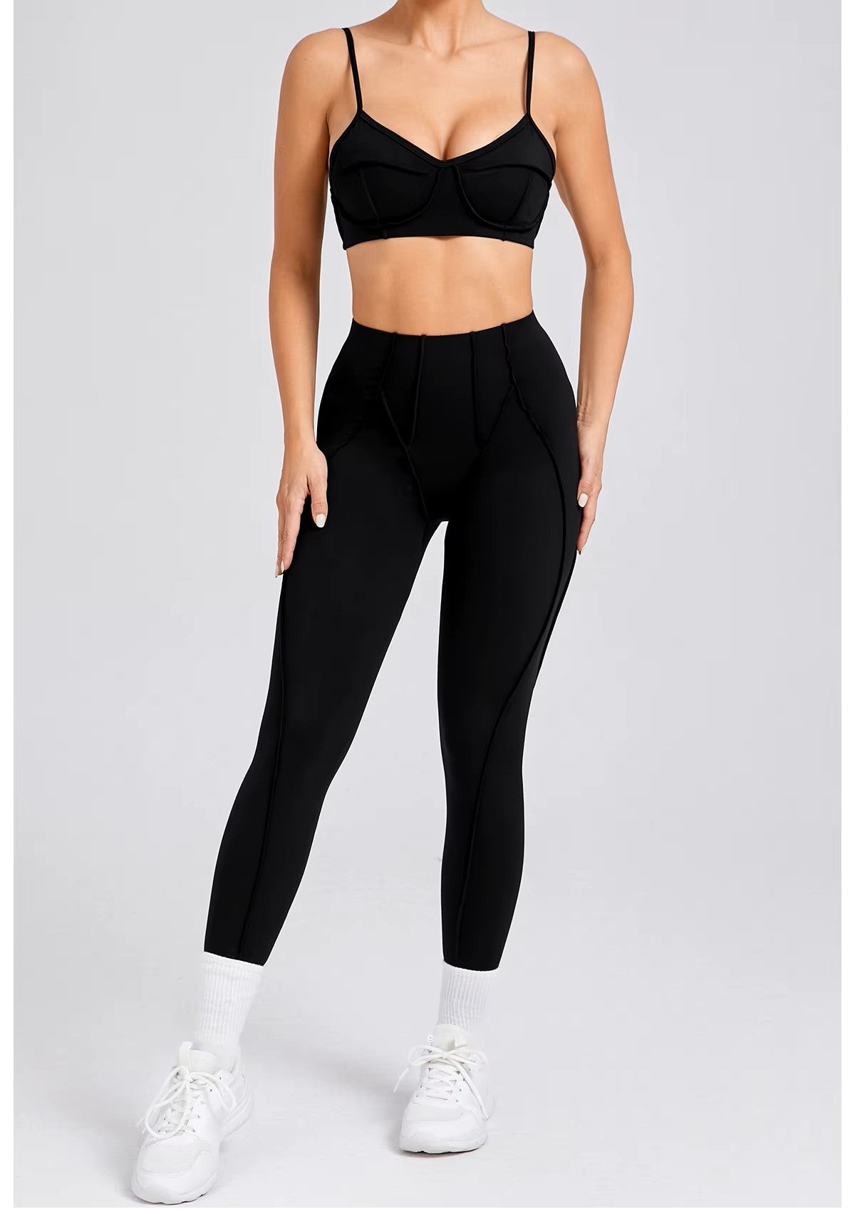 Yoga Sports Fitness Set, High-Waisted Hip-Lifting Leggings, Open-Back Sports Bra, Casual Running Workout Gym Outfit, Sexy Women’s Activewear Set