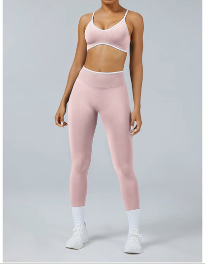 Seamless Women’s Yoga Set, Gym Wear Scrunch Bum Leggings, Padded Sports Bras, Tank Top, Fitness Workout Outfit, Sportswear Set