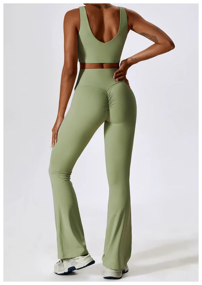 2-Piece Seamless Yoga Set: Women's Sportswear, Athletic Training Clothes, Gym Leggings & Fitness Sports Bra / Long Sleeve Crop Top