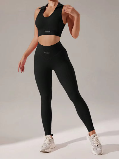 2-Piece Seamless Gym Yoga Set: Women's Open Back Sports Bra + Butt-Lift Leggings. Breathable Workout Fitness Set, Gym Clothes