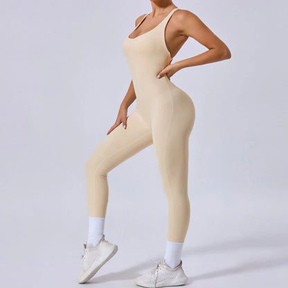 Padded Sports Jumpsuit, Women’s Fitness Gym Bodysuit, Women’s Sports Tracksuit, Athletic Activewear in Grey, Navy Blue, Beige, Coffee and Black