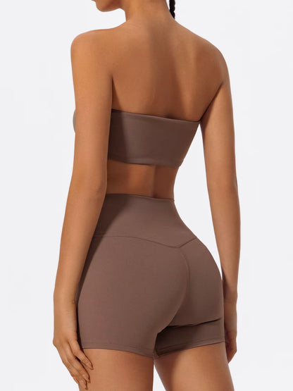 Ctenkevet Two-Piece Women’s Fitness Sports Set, Workout Yoga Outfit, Strapless Sports Bra, Women’s 2-Piece Gym Set, Crop Top Athletic Wear