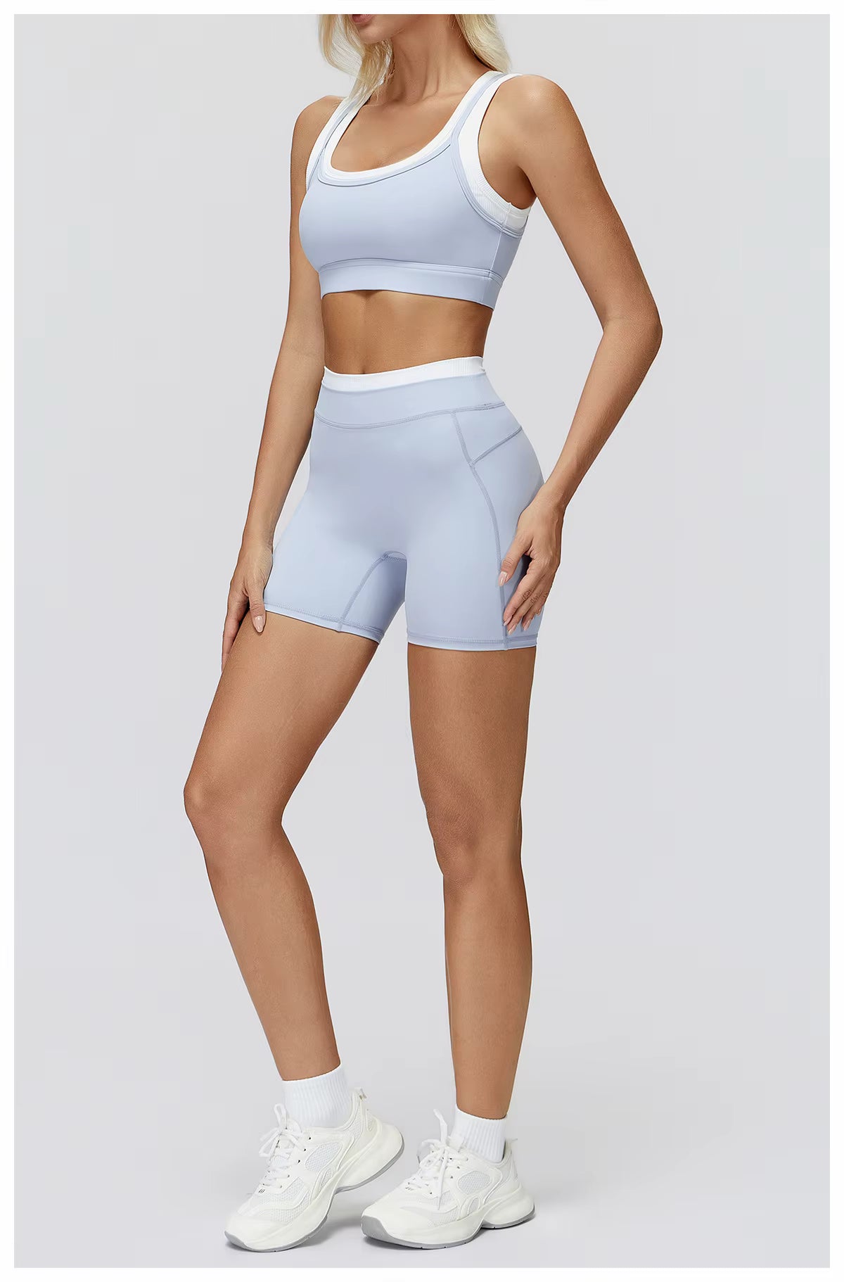 2-Piece Color Block Women’s Yoga Set, High-Waisted Casual Versatile Fitness Outfit, Fashion Sports Bra and Gym Leggings Activewear