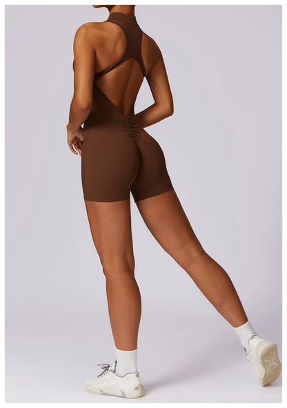 Women’s Sleeveless Jumpsuit, Tight-Fit Sportswear, Naked-Feel Bodysuit, All-in-One Casual Fitness Outfit, Athletic Wear