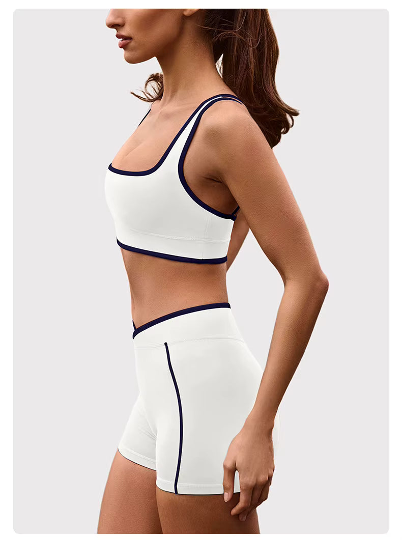 Women’s Yoga Set: Comfortable Top and Tummy-Control Compression Shorts for Gym and Fitness