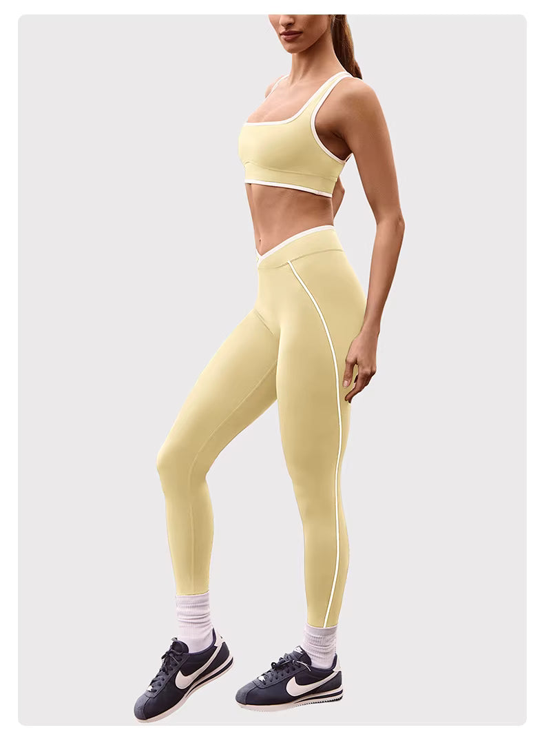 Women’s Yoga Set: Comfortable Top and Tummy-Control Compression Shorts for Gym and Fitness