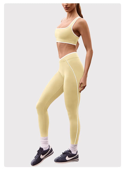 Women’s Yoga Set: Comfortable Top and Tummy-Control Compression Shorts for Gym and Fitness