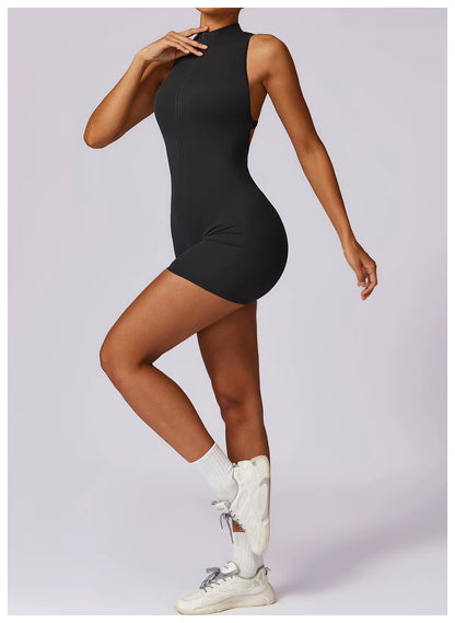 Women’s Sleeveless Jumpsuit, Tight-Fit Sportswear, Naked-Feel Bodysuit, All-in-One Casual Fitness Outfit, Athletic Wear
