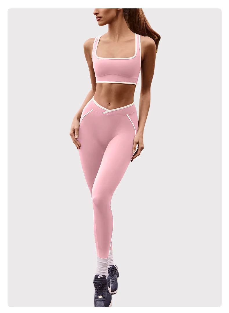 Women’s Yoga Set: Comfortable Top and Tummy-Control Compression Shorts for Gym and Fitness