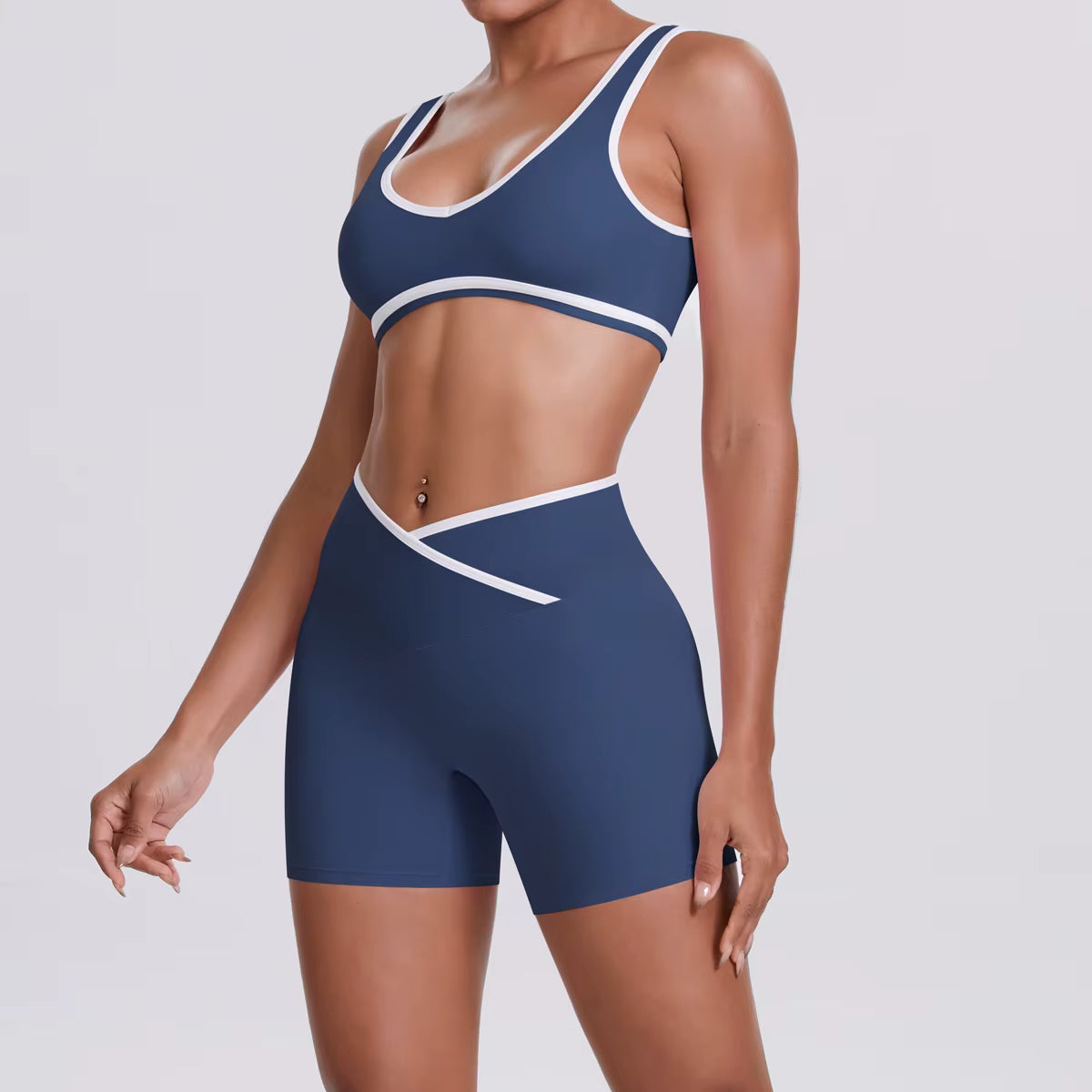 Women’s Two-Piece Gym Workout Set – Sports Bra and Shorts Yoga Set, Quick-Dry Fitness Wear, Athletic Sports Bra Outfit for Women