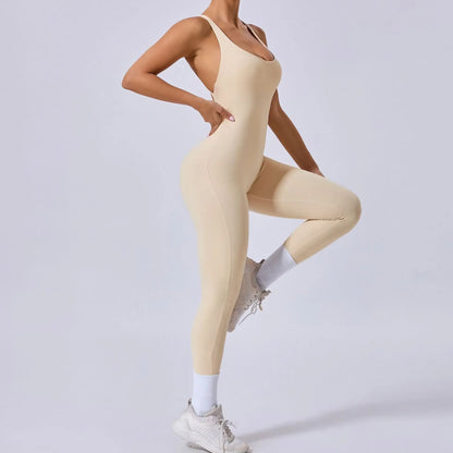 Padded Sports Jumpsuit, Women’s Fitness Gym Bodysuit, Women’s Sports Tracksuit, Athletic Activewear in Grey, Navy Blue, Beige, Coffee and Black