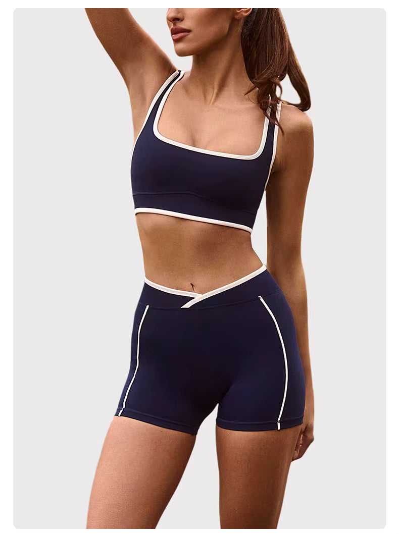 Women’s Yoga Set: Comfortable Top and Tummy-Control Compression Shorts for Gym and Fitness