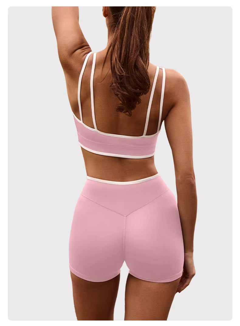 Women’s Yoga Set: Comfortable Top and Tummy-Control Compression Shorts for Gym and Fitness