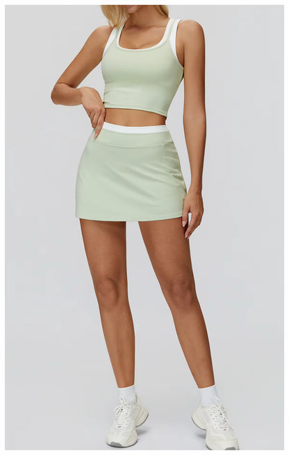 2-Piece Color Block Women’s Yoga Set, High-Waisted Casual Versatile Fitness Outfit, Fashion Sports Bra and Gym Leggings Activewear