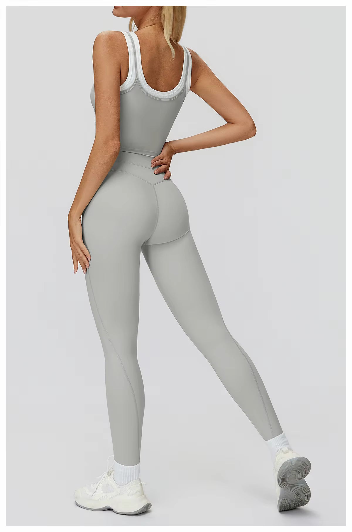 2-Piece Color Block Women’s Yoga Set, High-Waisted Casual Versatile Fitness Outfit, Fashion Sports Bra and Gym Leggings Activewear