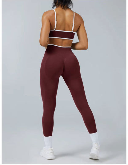 Seamless Women’s Yoga Set, Gym Wear Scrunch Bum Leggings, Padded Sports Bras, Tank Top, Fitness Workout Outfit, Sportswear Set