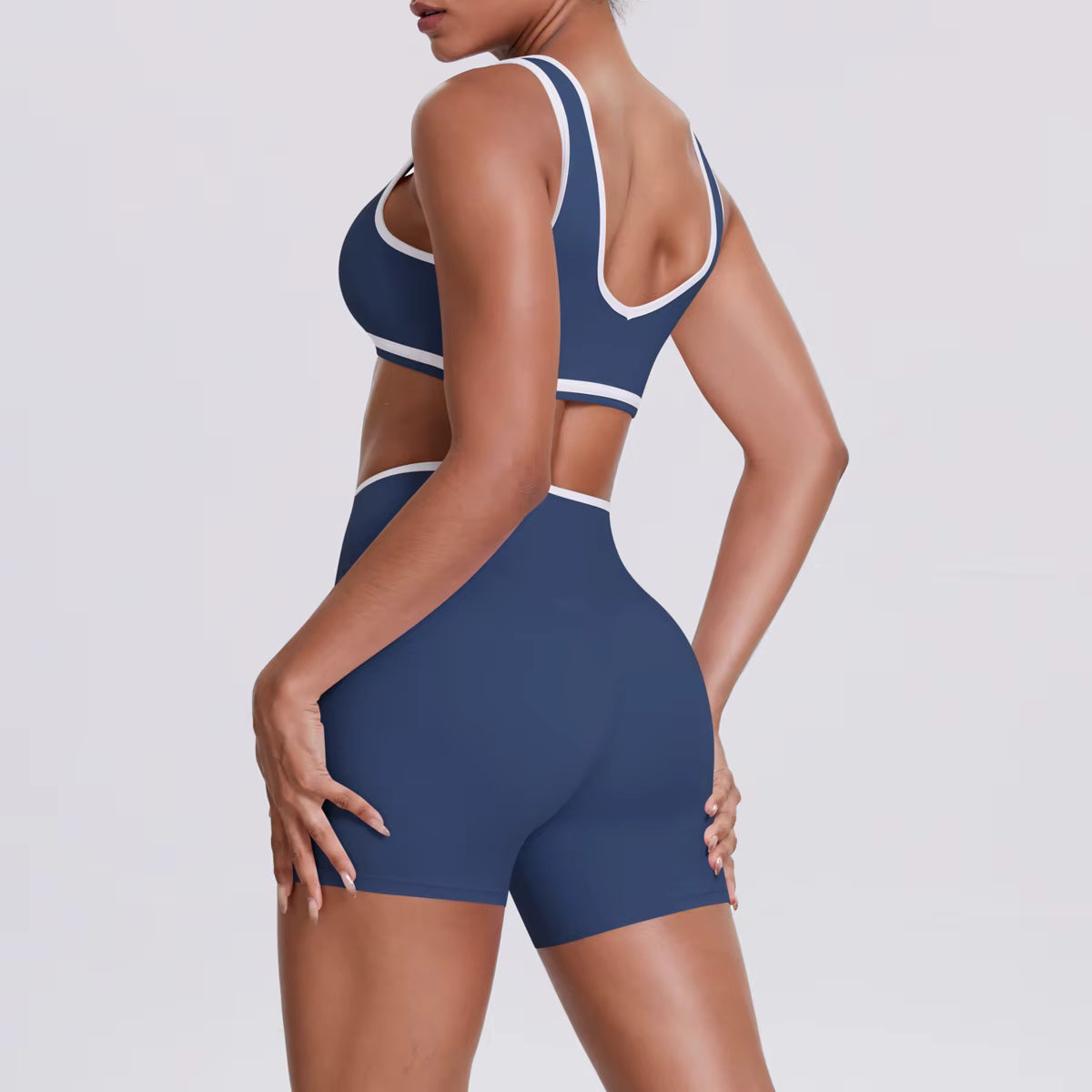 Women’s Two-Piece Gym Workout Set – Sports Bra and Shorts Yoga Set, Quick-Dry Fitness Wear, Athletic Sports Bra Outfit for Women
