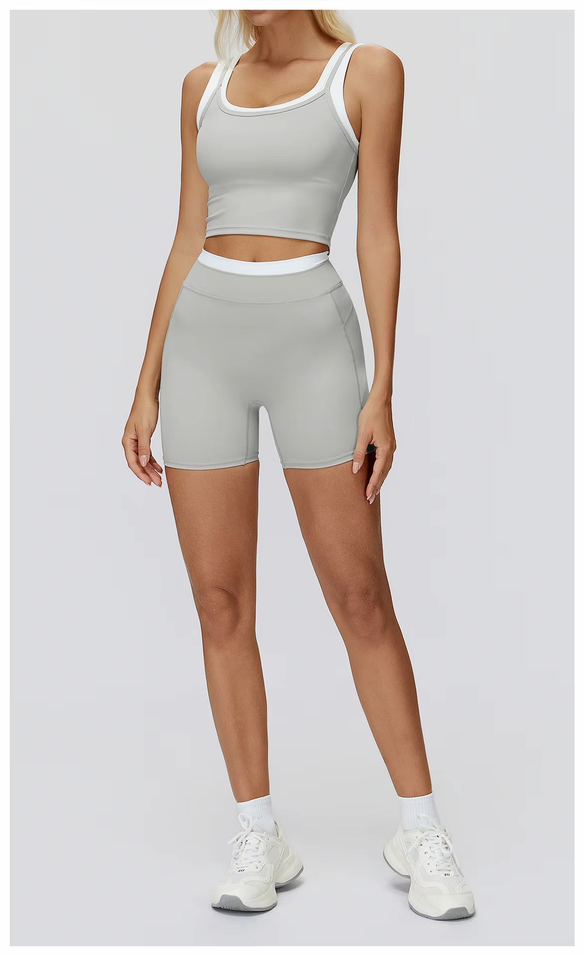 2-Piece Color Block Women’s Yoga Set, High-Waisted Casual Versatile Fitness Outfit, Fashion Sports Bra and Gym Leggings Activewear