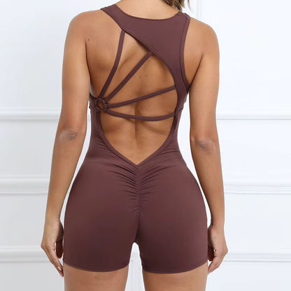 Cloud Rise Sexy Back Yoga Jumpsuit, Women’s One-Piece Gym Sports Fitness Bodysuit, Running Workout Jumpsuit, Activewear Outfit