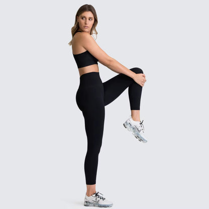 Women’s Seamless Yoga Set – Fitness Crop Top & High-Waist Tummy Control Leggings with Built-In Bra, Workout Outfit for Pilates, Gym and Running