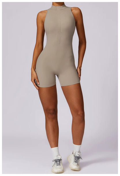 Women’s Sleeveless Jumpsuit, Tight-Fit Sportswear, Naked-Feel Bodysuit, All-in-One Casual Fitness Outfit, Athletic Wear