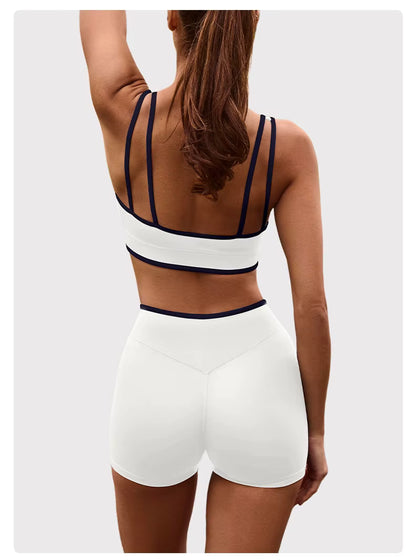 Women’s Yoga Set: Comfortable Top and Tummy-Control Compression Shorts for Gym and Fitness
