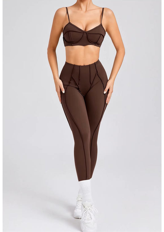 Yoga Sports Fitness Set, High-Waisted Hip-Lifting Leggings, Open-Back Sports Bra, Casual Running Workout Gym Outfit, Sexy Women’s Activewear Set