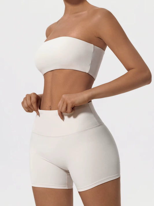 Ctenkevet Two-Piece Women’s Fitness Sports Set, Workout Yoga Outfit, Strapless Sports Bra, Women’s 2-Piece Gym Set, Crop Top Athletic Wear