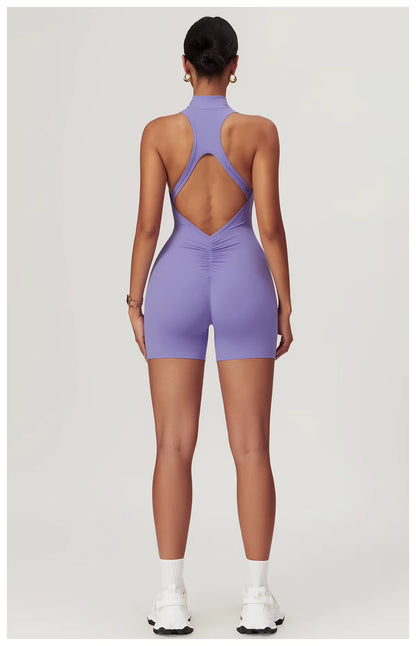 Women’s Sleeveless Jumpsuit, Tight-Fit Sportswear, Naked-Feel Bodysuit, All-in-One Casual Fitness Outfit, Athletic Wear