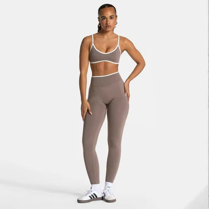 TEVEO 2-Piece Women’s Seamless Gym Set – Leggings and Sports Bra Workout Yoga Fitness Outfit Set