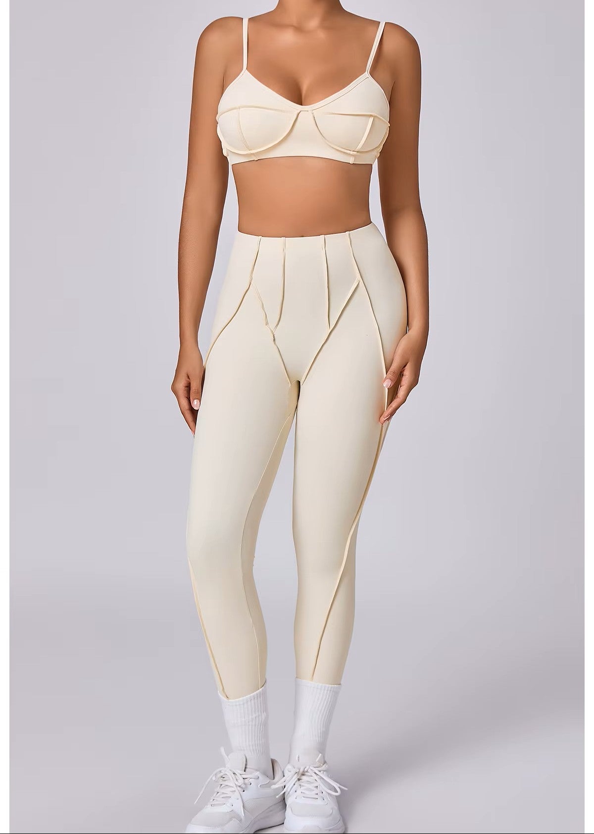 Yoga Sports Fitness Set, High-Waisted Hip-Lifting Leggings, Open-Back Sports Bra, Casual Running Workout Gym Outfit, Sexy Women’s Activewear Set