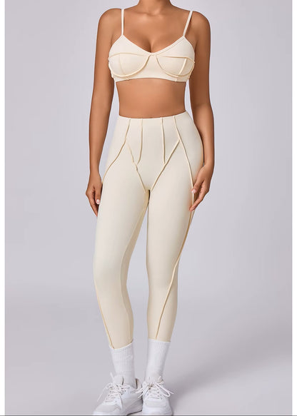 Yoga Sports Fitness Set, High-Waisted Hip-Lifting Leggings, Open-Back Sports Bra, Casual Running Workout Gym Outfit, Sexy Women’s Activewear Set