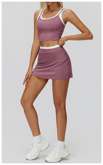 2-Piece Color Block Women’s Yoga Set, High-Waisted Casual Versatile Fitness Outfit, Fashion Sports Bra and Gym Leggings Activewear