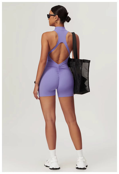 Women’s Sleeveless Jumpsuit, Tight-Fit Sportswear, Naked-Feel Bodysuit, All-in-One Casual Fitness Outfit, Athletic Wear